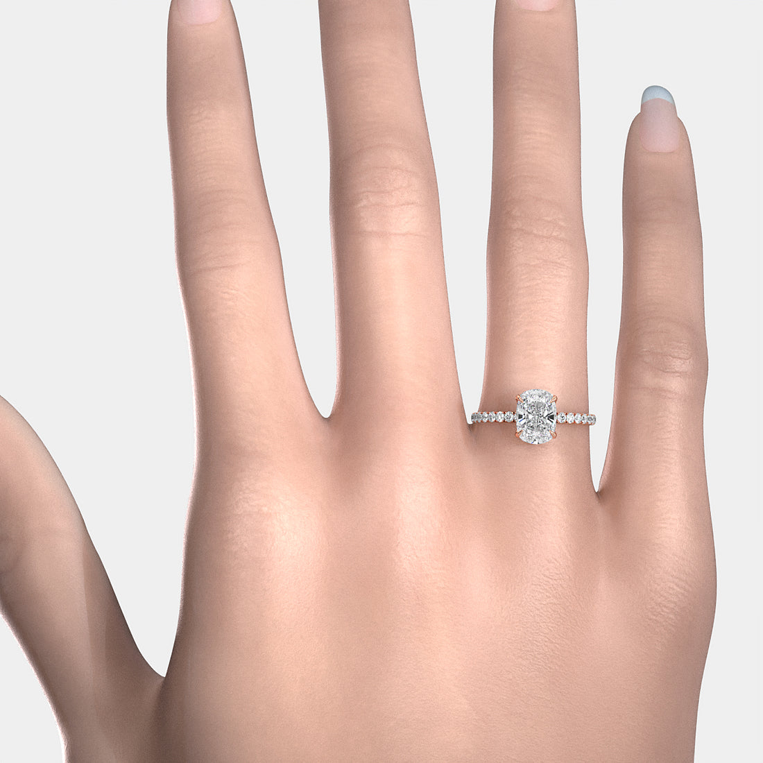 French Pave Set Lab Grown Diamond Engagement Ring 2.50 Ctw.