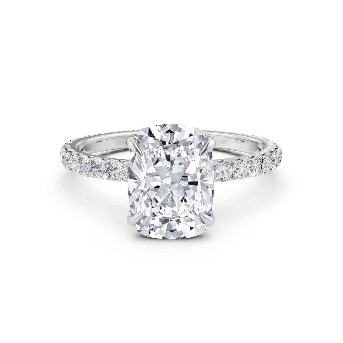 French Pave Set Lab Grown Diamond Engagement Ring 2.50 Ctw.