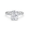 Cushion Lab Grown Diamond French U Cut Pave Set Engagement Ring