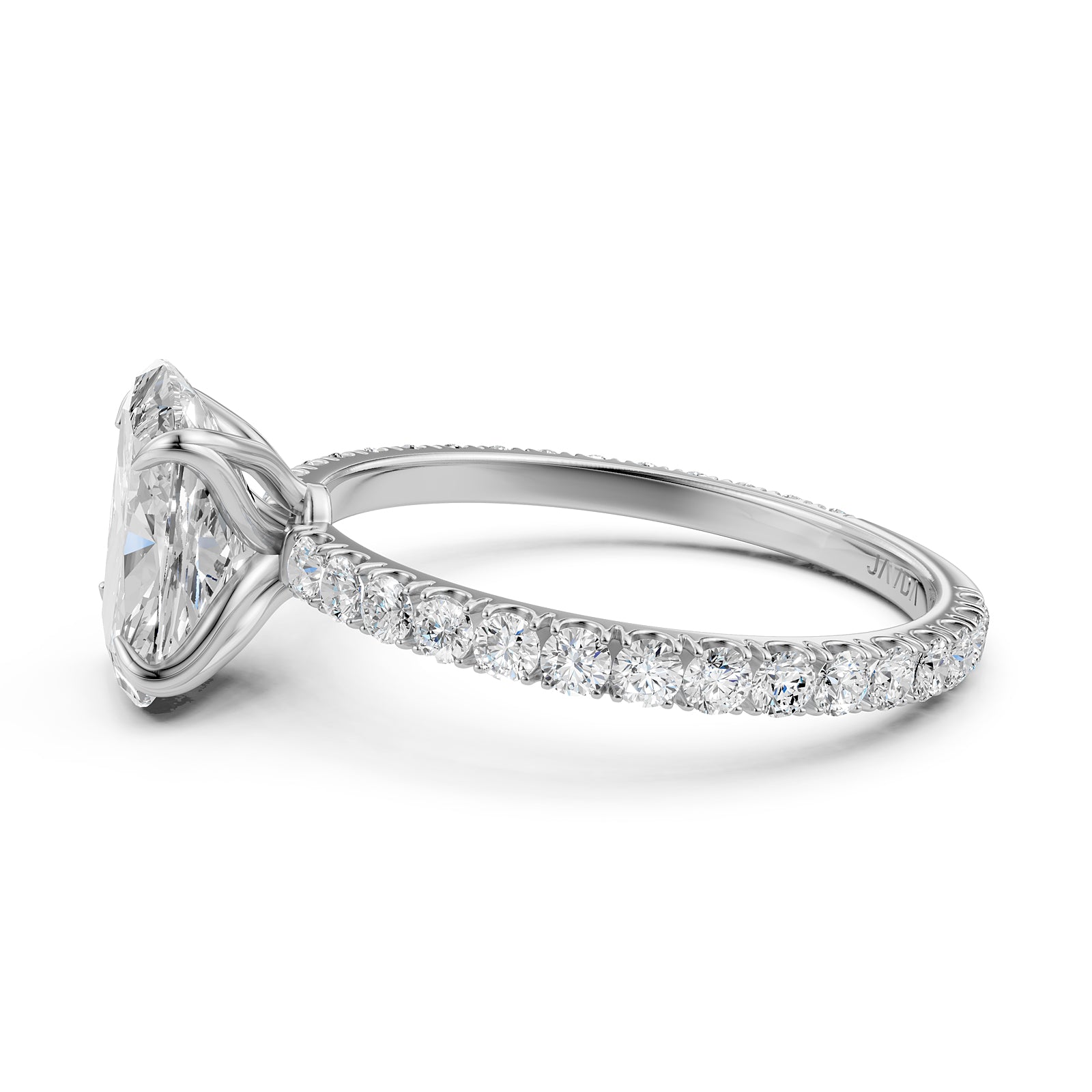French Pave Set Lab Grown Diamond Engagement Ring 2.50 Ctw.