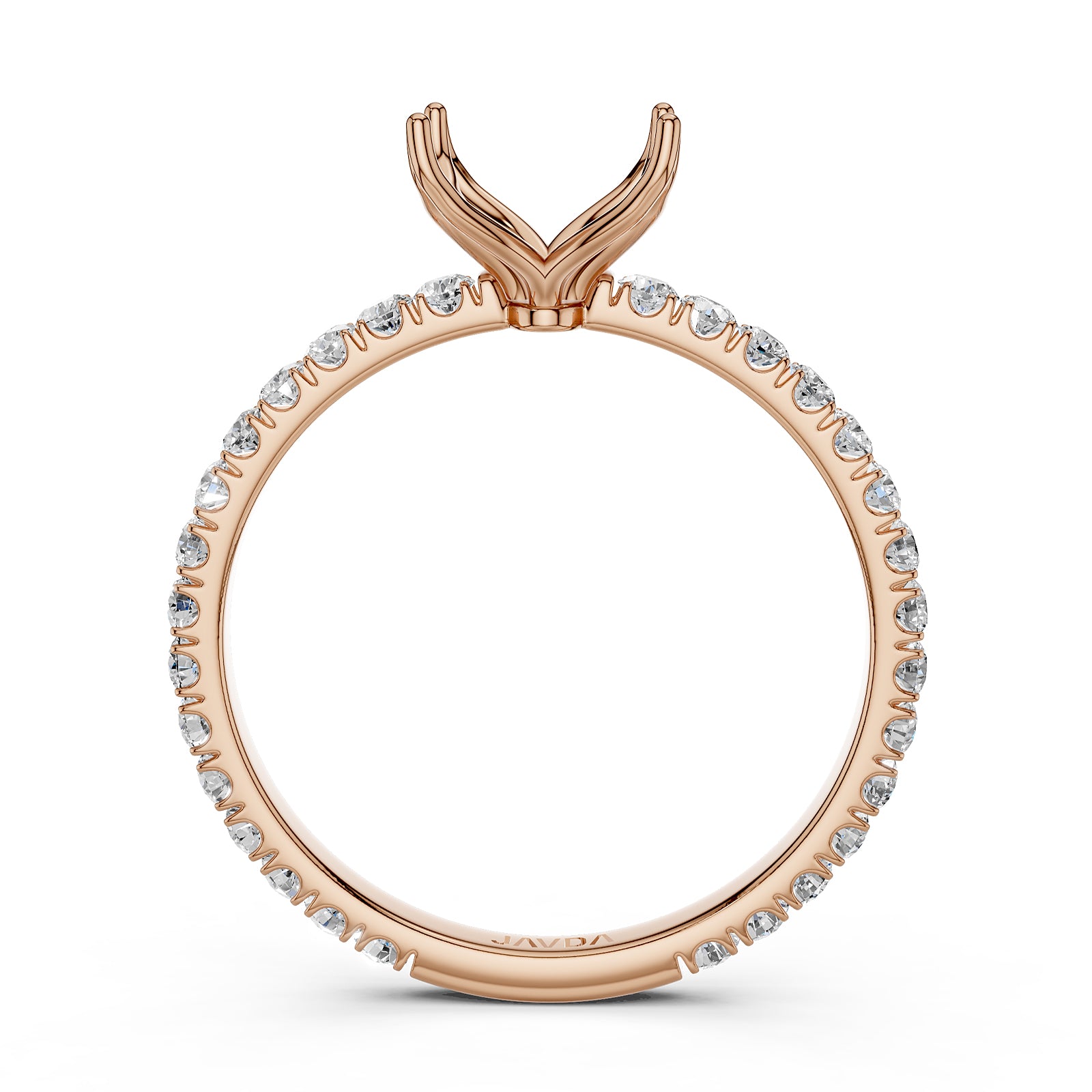 French Pave Set Lab Grown Diamond Semi Mount Engagement Ring 0.50 Ct.