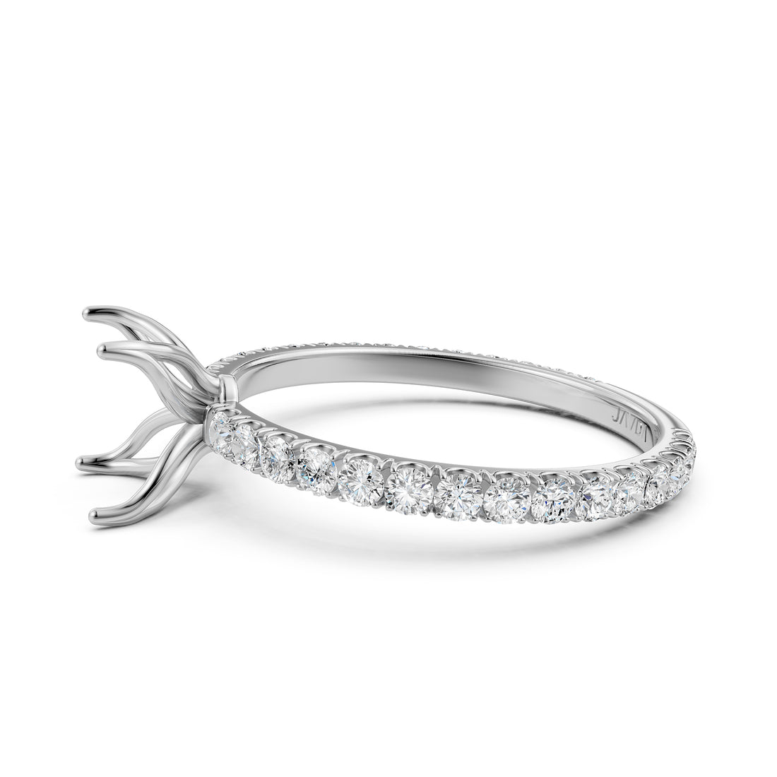 French Pave Set Lab Grown Diamond Semi Mount Engagement Ring 0.50 Ct.