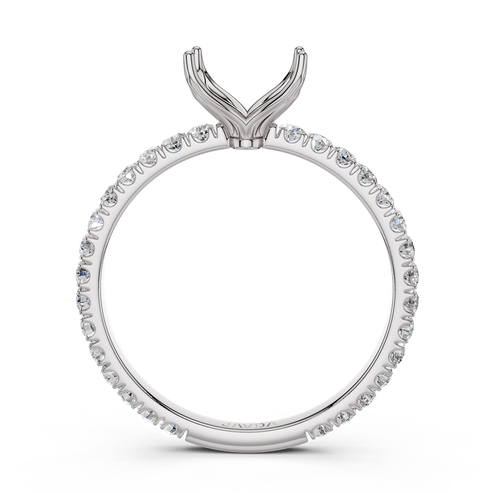 French Pave Set Lab Grown Diamond Semi Mount Engagement Ring 0.50 Ct.