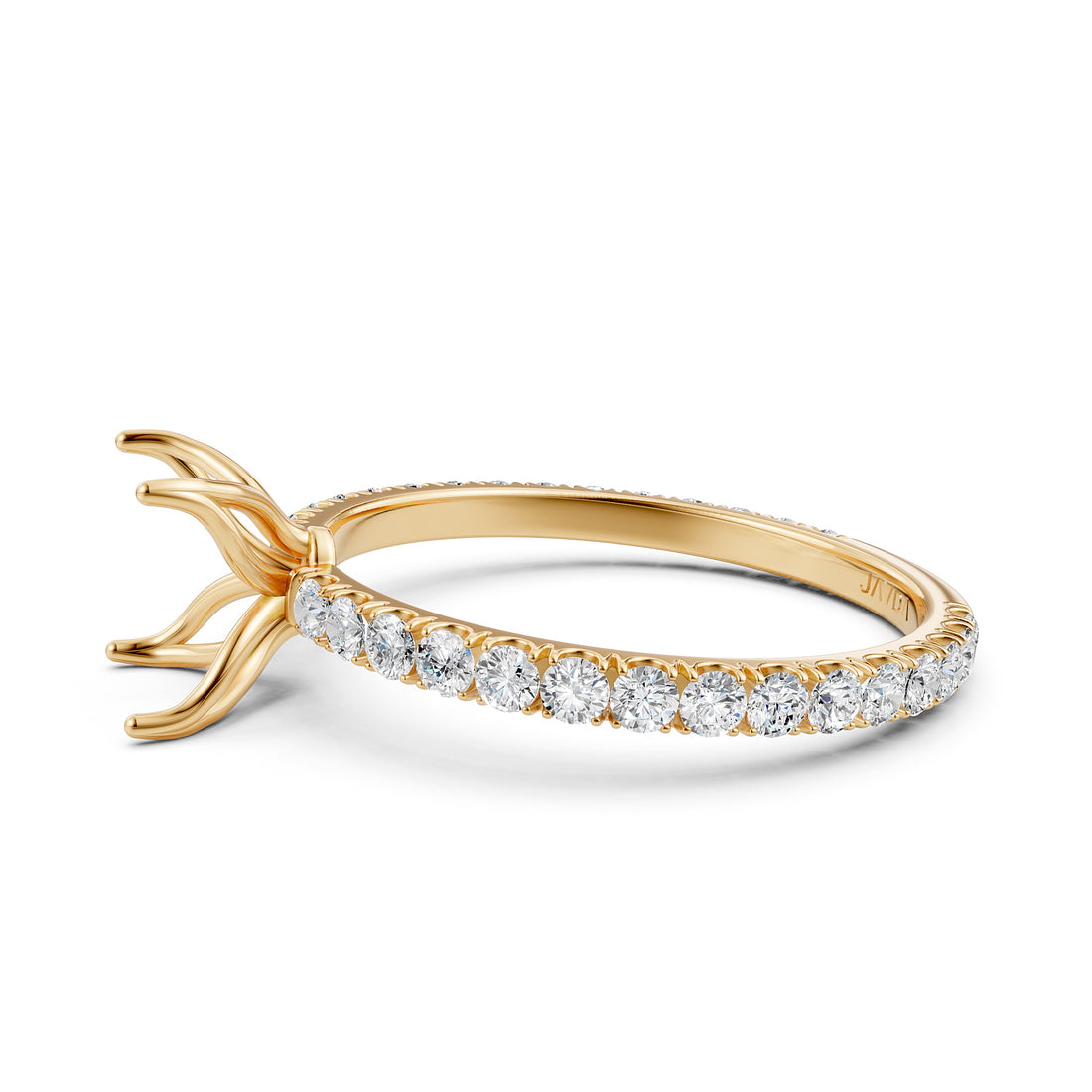 French Pave Set Lab Grown Diamond Semi Mount Engagement Ring 0.50 Ct.