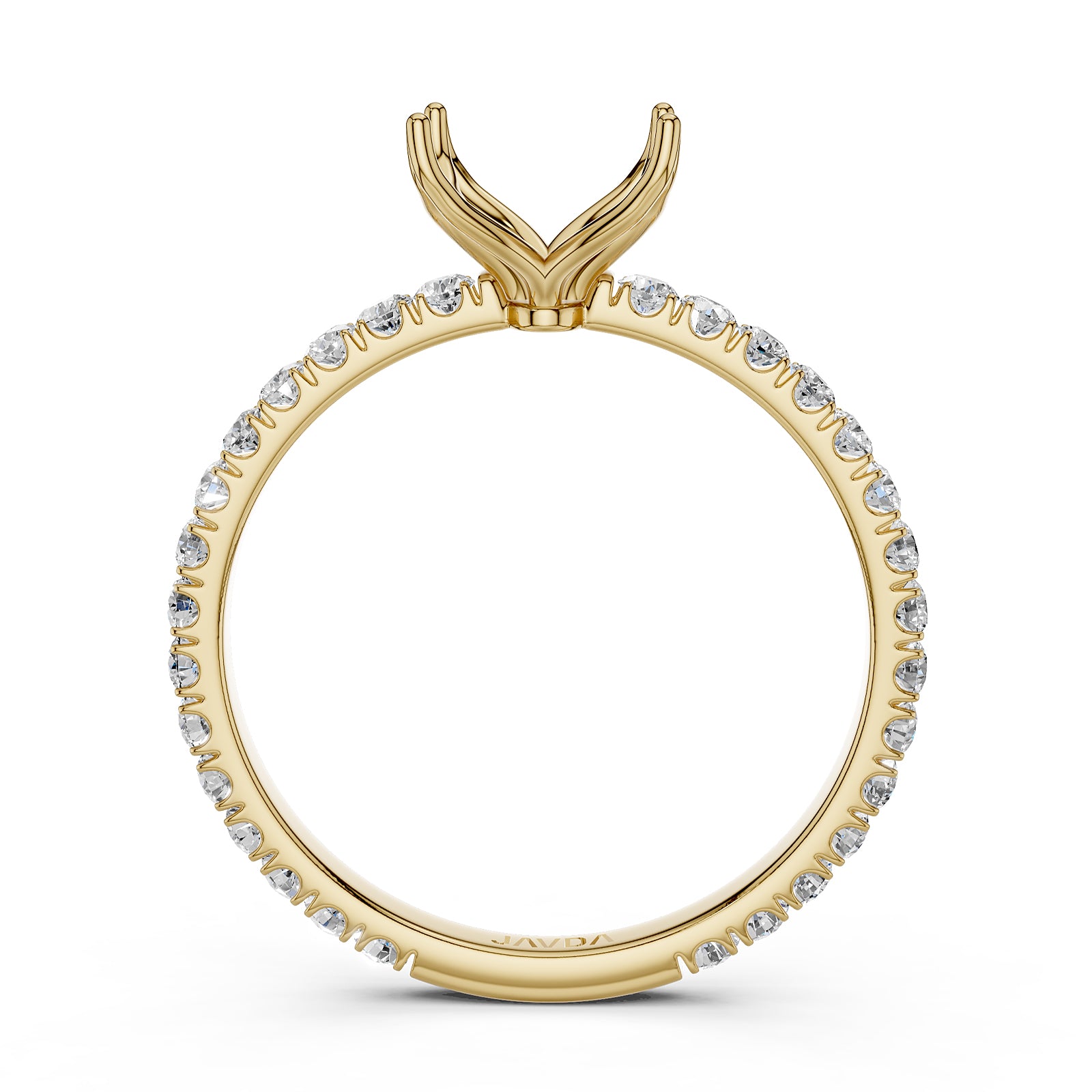 French Pave Set Lab Grown Diamond Semi Mount Engagement Ring 0.50 Ct.