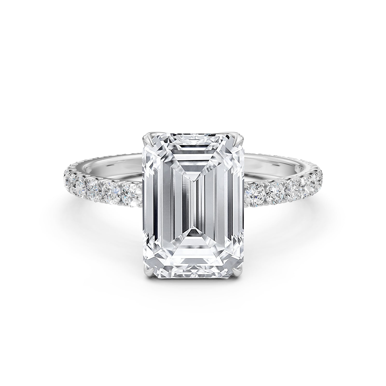 French Pave Set Lab Grown Diamond Engagement Ring 2.50 Ctw.