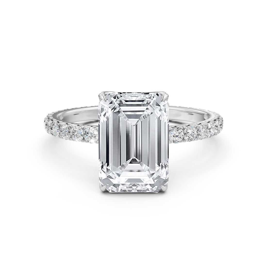 French Pave Set Lab Grown Diamond Engagement Ring 2.50 Ctw.