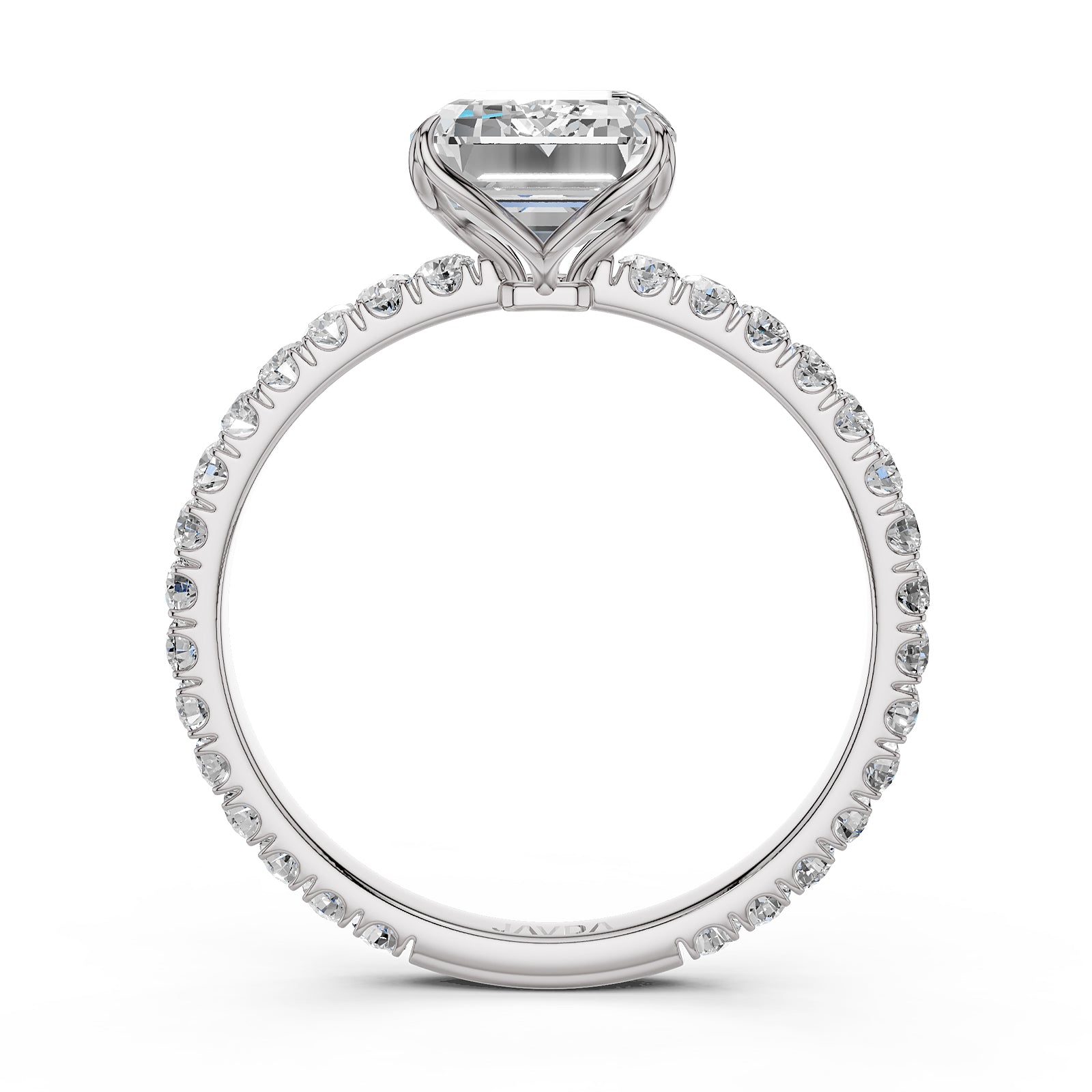French Pave Set Lab Grown Diamond Engagement Ring 2.50 Ctw.