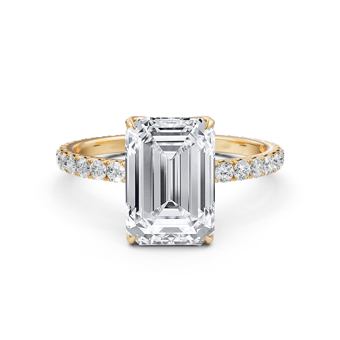 French Pave Set Lab Grown Diamond Engagement Ring 2.50 Ctw.