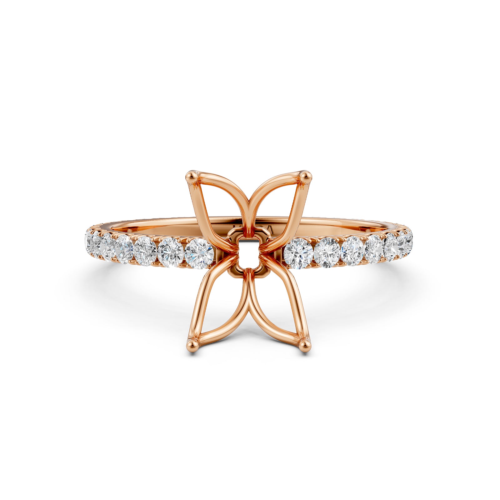 French Pave Set Lab Grown Diamond Semi Mount Engagement Ring 0.50 Ct.