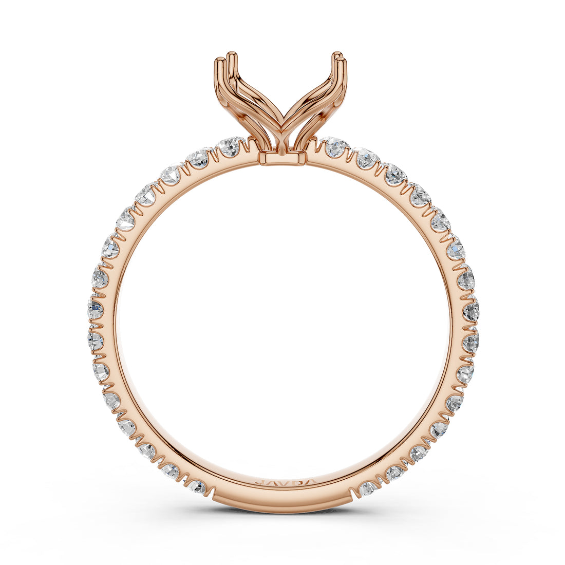 French Pave Set Lab Grown Diamond Semi Mount Engagement Ring 0.50 Ct.