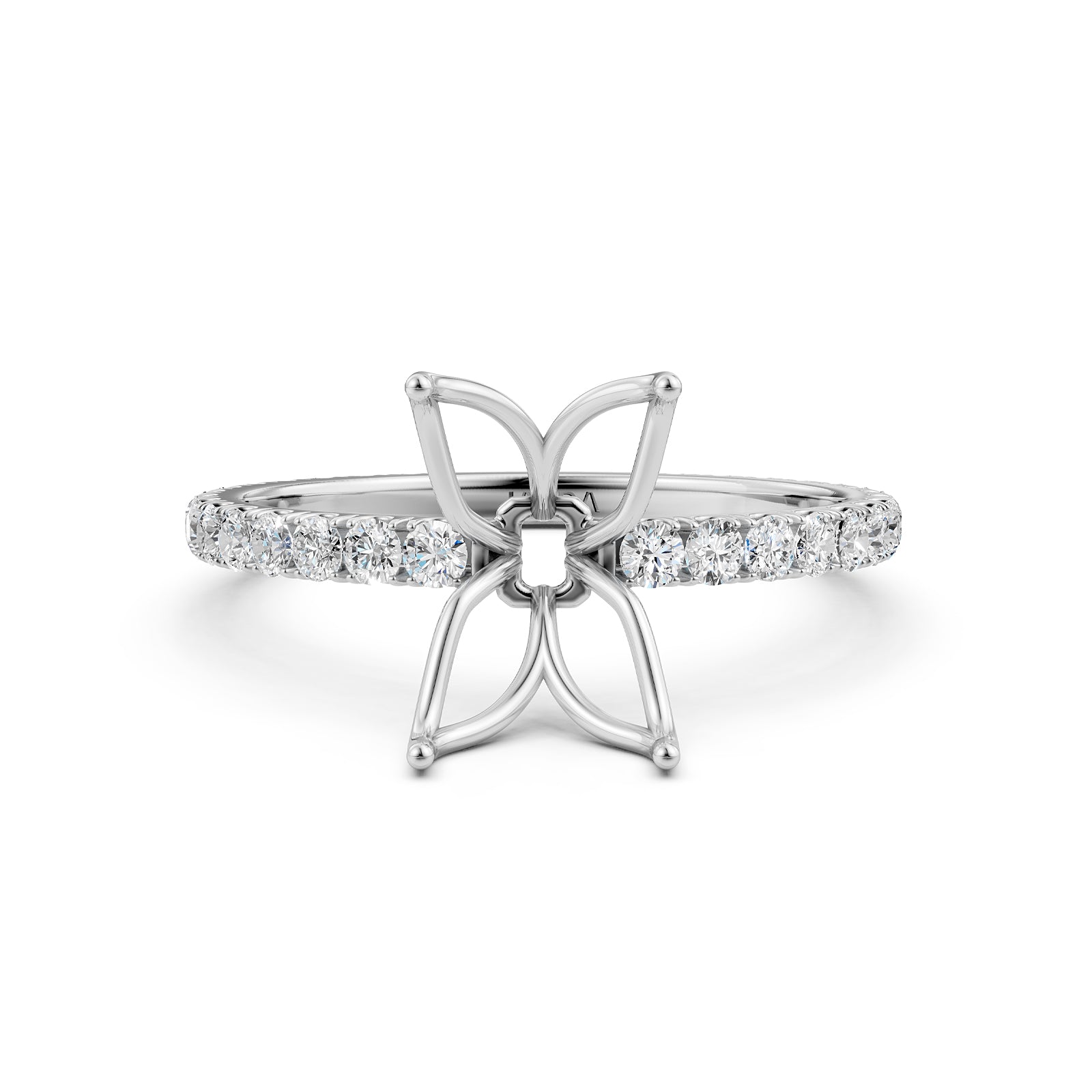 French Pave Set Lab Grown Diamond Semi Mount Engagement Ring 0.50 Ct.