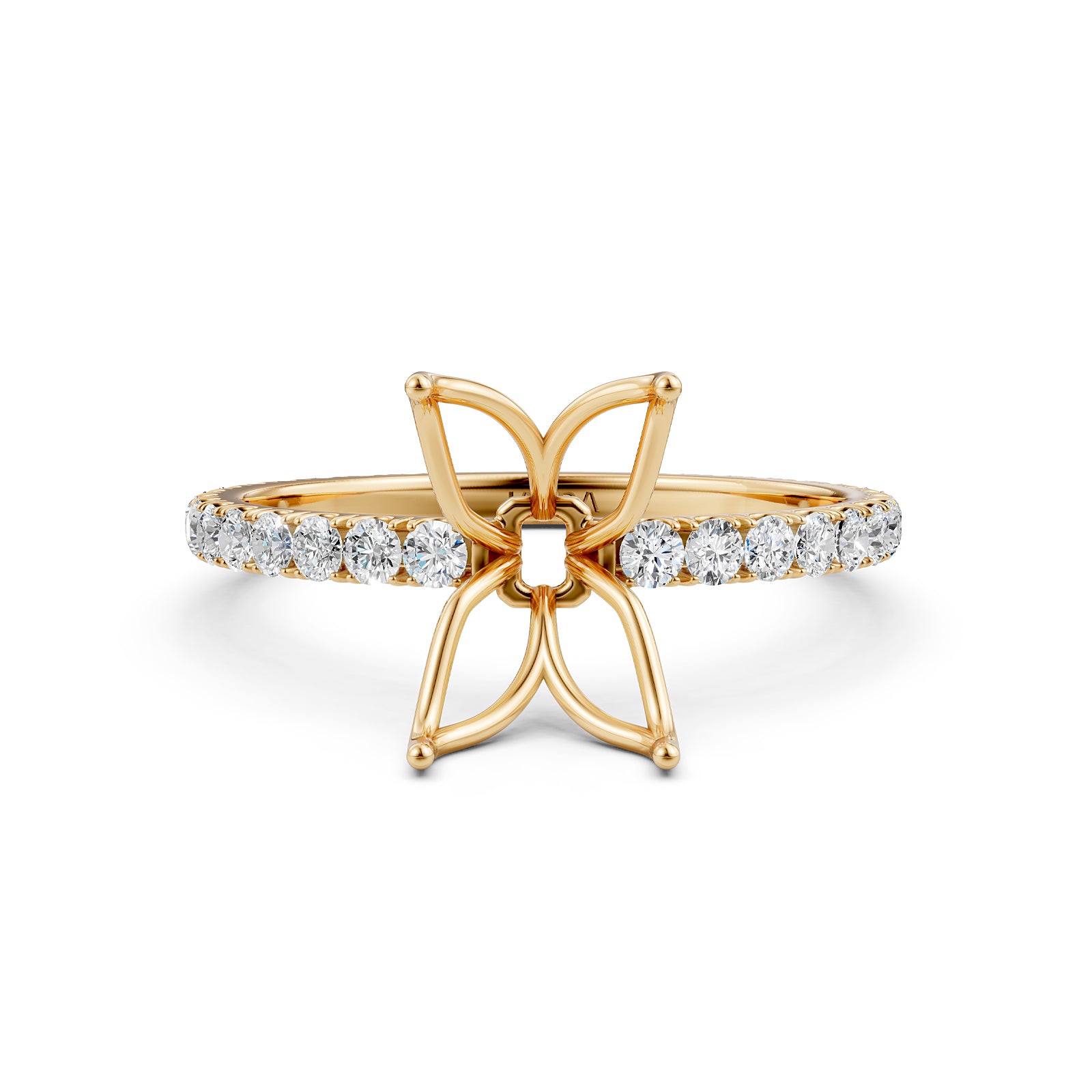 French Pave Set Lab Grown Diamond Semi Mount Engagement Ring 0.50 Ct.