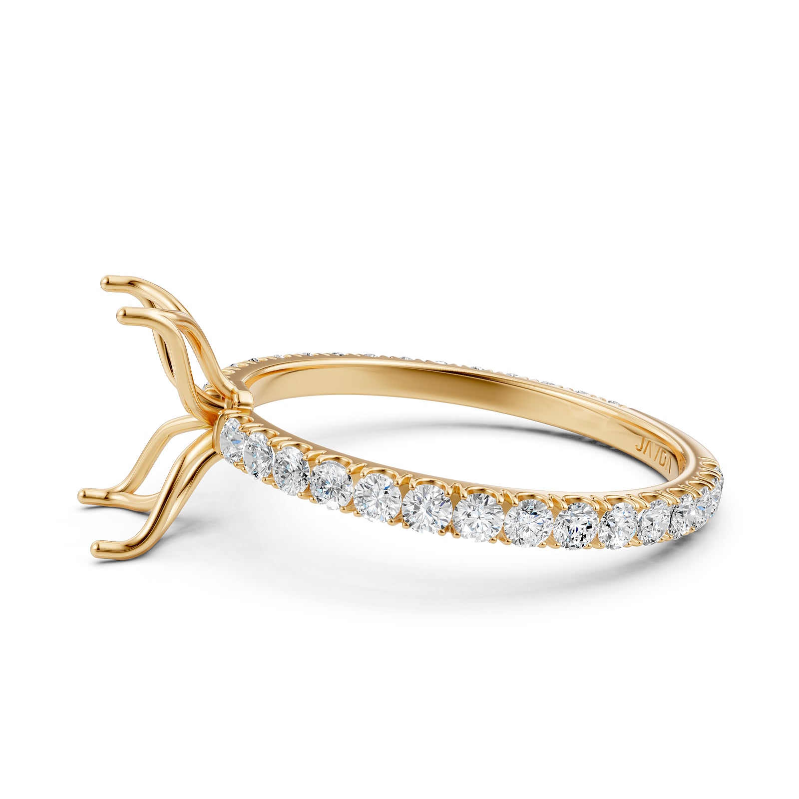 French Pave Set Lab Grown Diamond Semi Mount Engagement Ring 0.50 Ct.