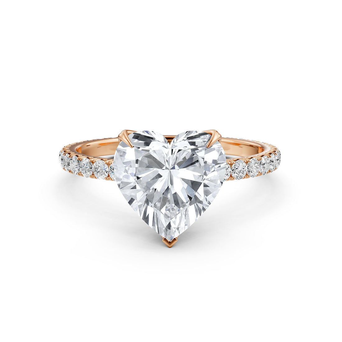 Heart Lab Grown Diamond French Pave Set Engagement Ring