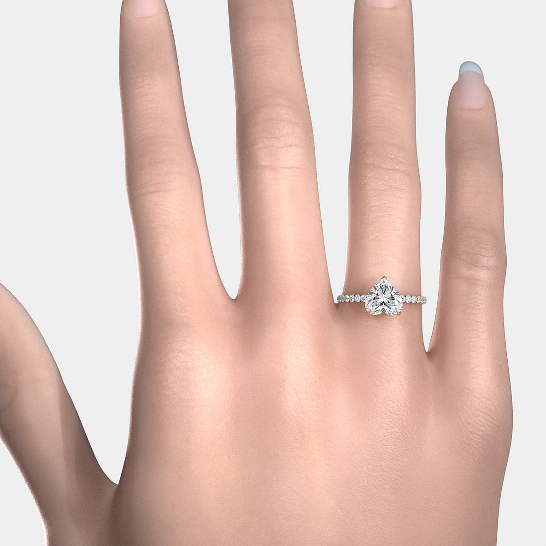 French Pave Set Lab Grown Diamond Engagement Ring 2.50 Ctw.