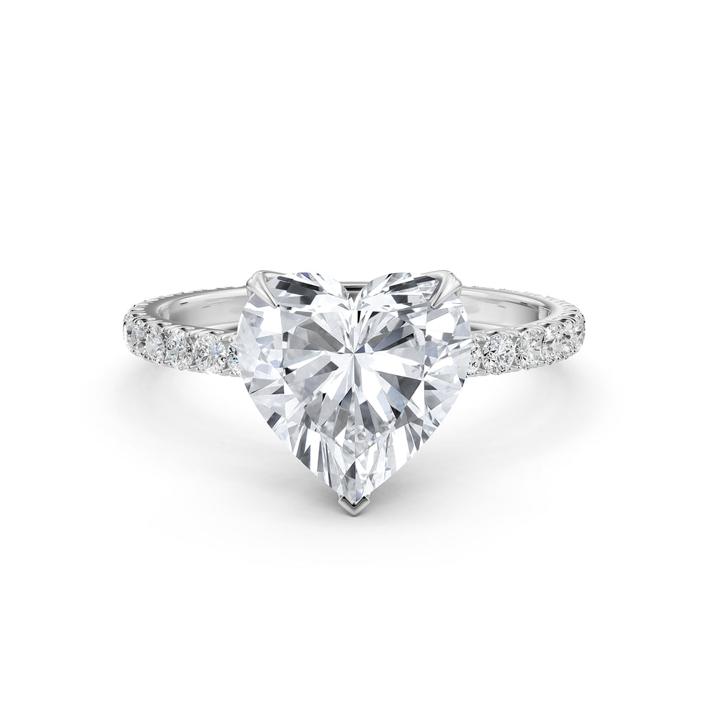 Heart Lab Grown Diamond French Pave Set Engagement Ring
