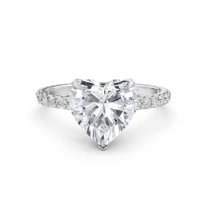 Heart Lab Grown Diamond French Pave Set Engagement Ring