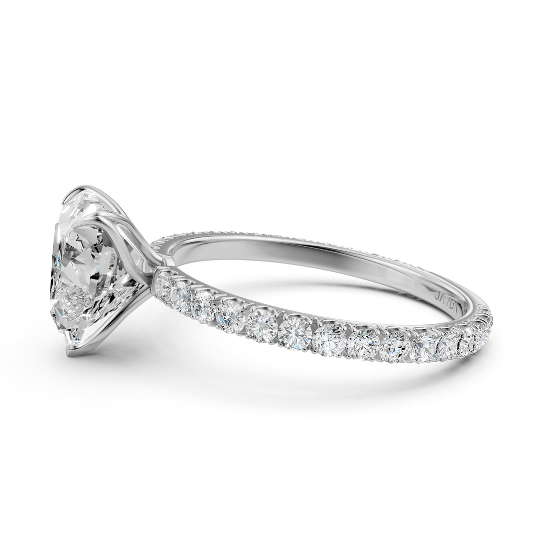 Heart Lab Grown Diamond French Pave Set Engagement Ring