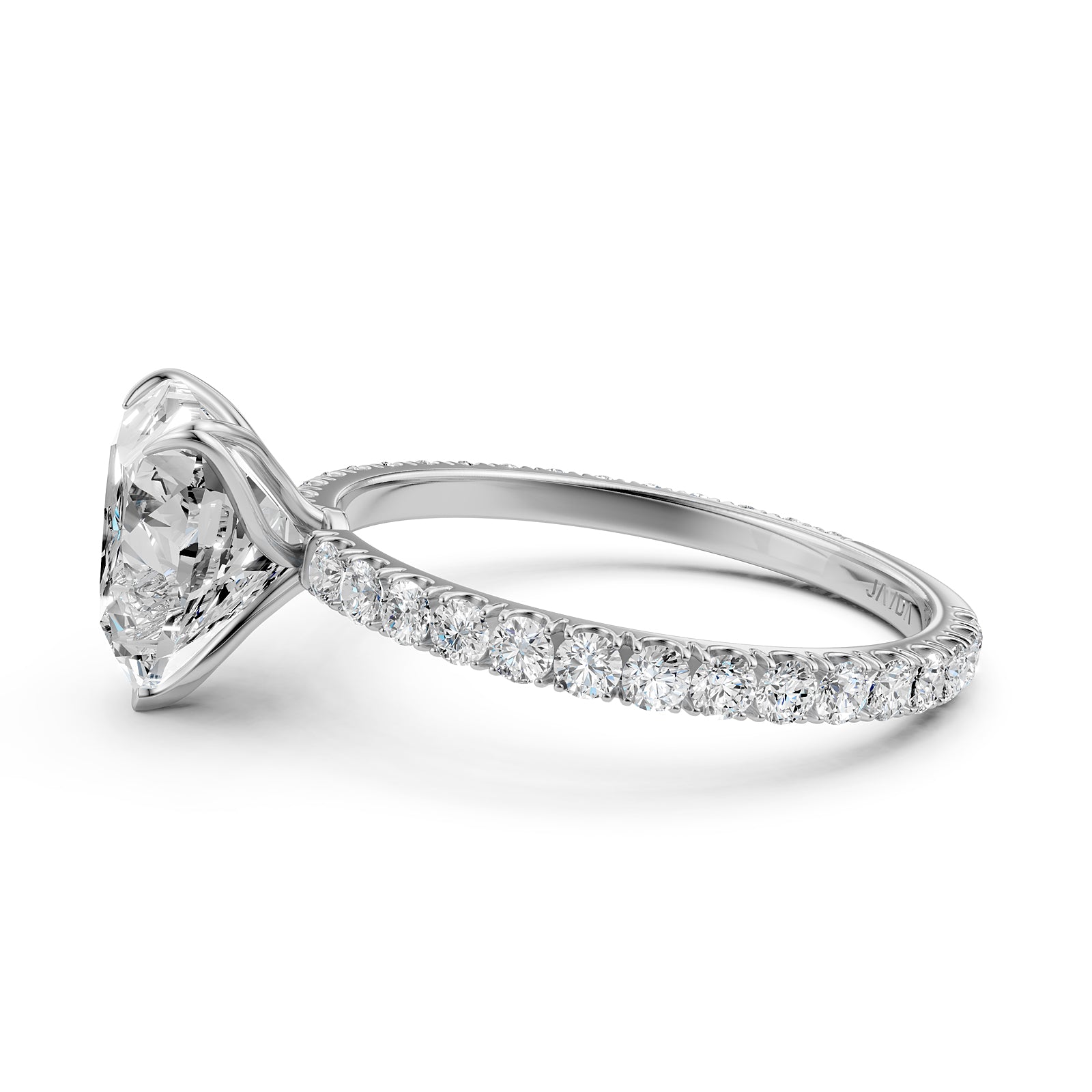 French Pave Set Lab Grown Diamond Engagement Ring 2.50 Ctw.