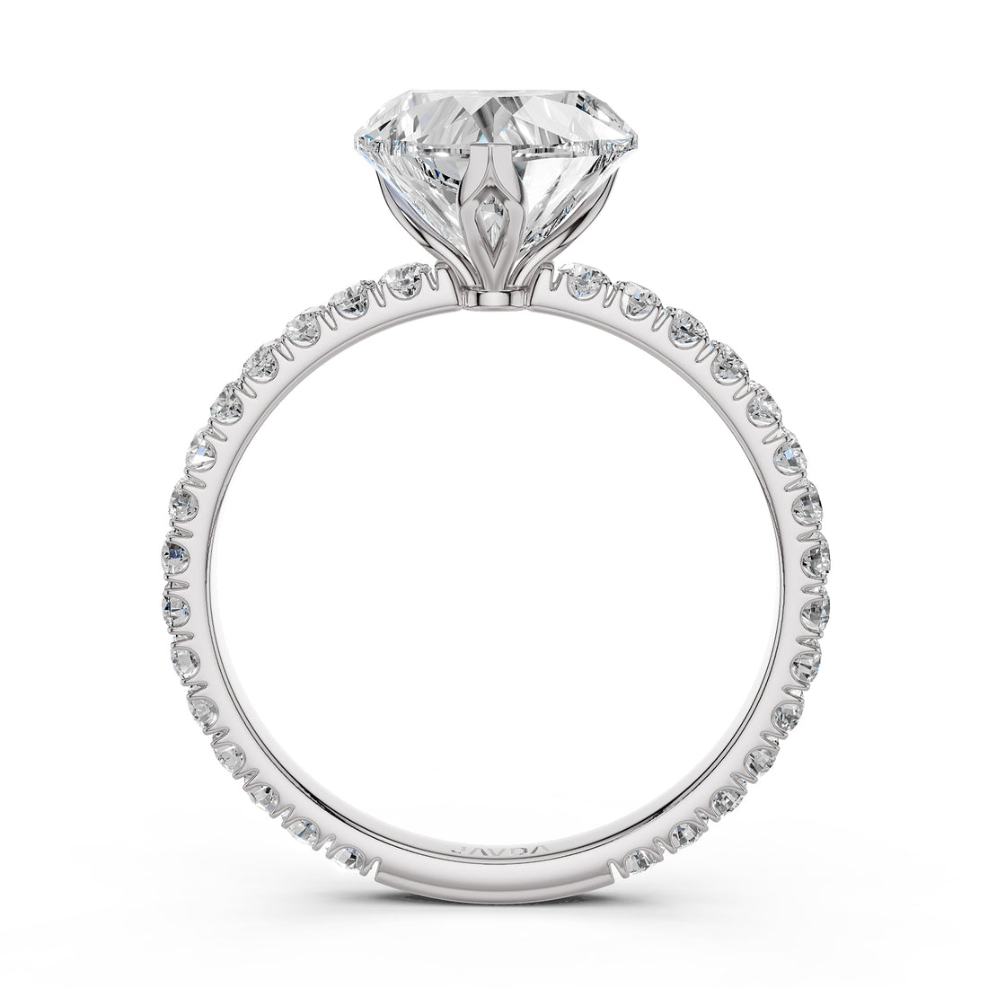 French Pave Set Lab Grown Diamond Engagement Ring 2.50 Ctw.