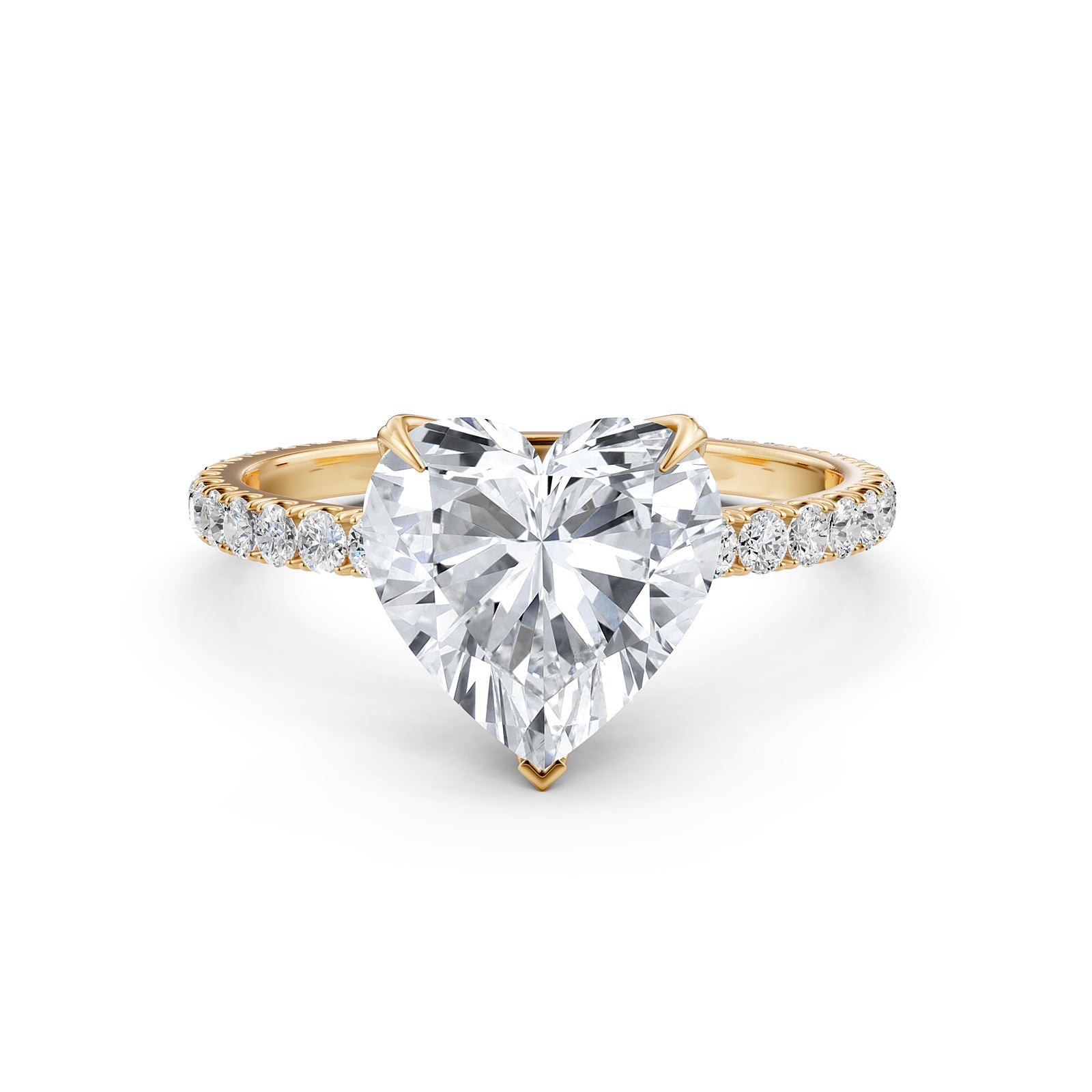 Heart Lab Grown Diamond French Pave Set Engagement Ring