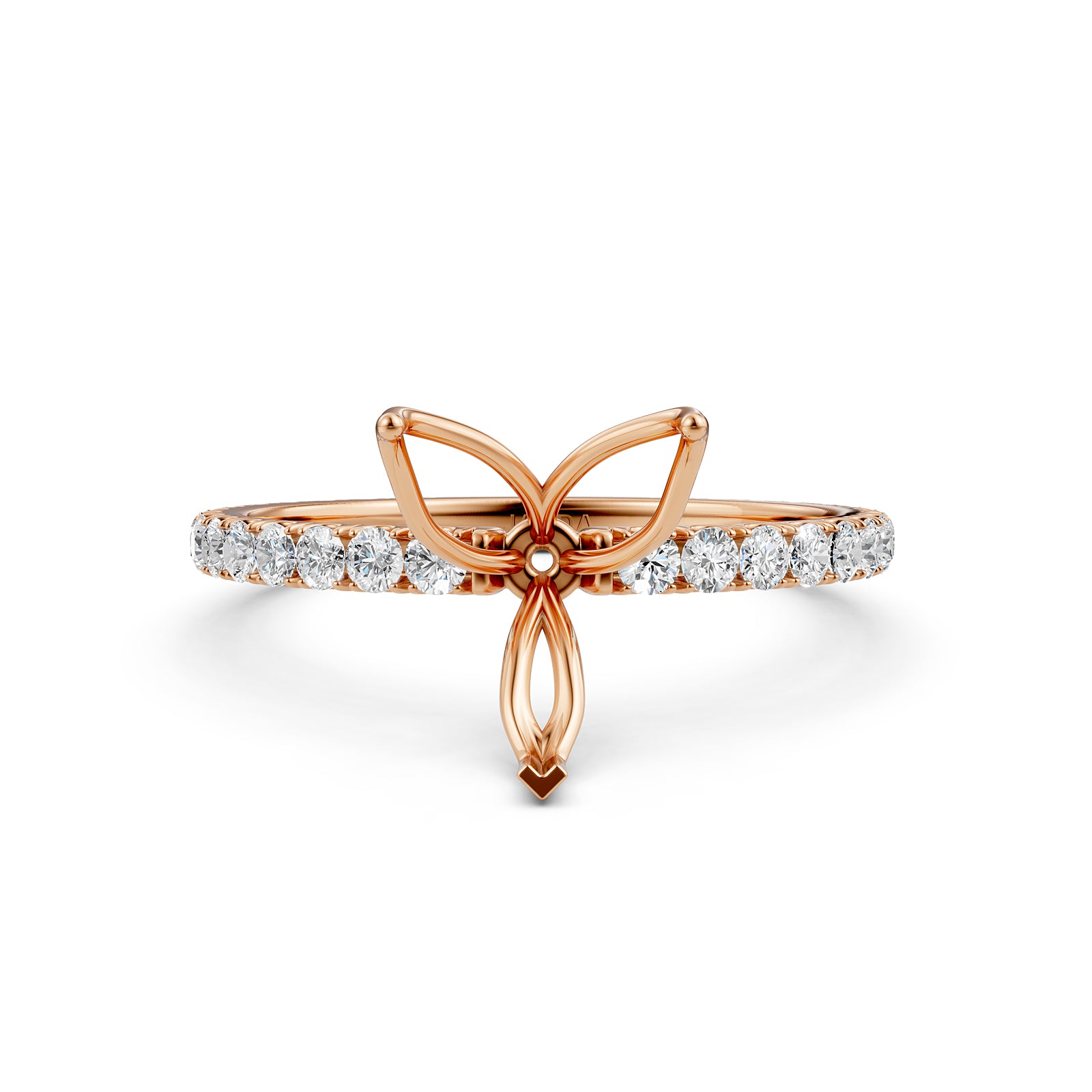 French Pave Set Lab Grown Diamond Semi Mount Engagement Ring 0.50 Ct.