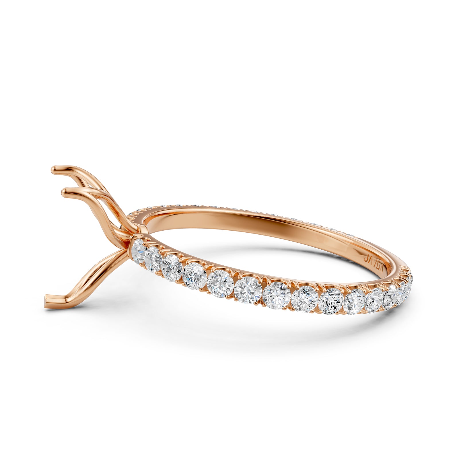 French Pave Set Lab Grown Diamond Semi Mount Engagement Ring 0.50 Ct.