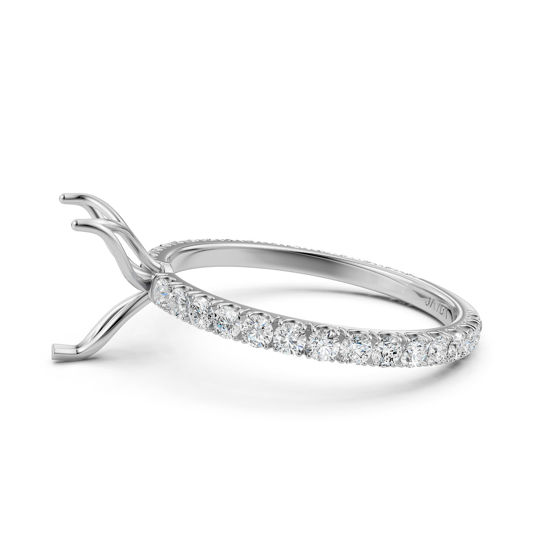 French Pave Set Lab Grown Diamond Semi Mount Engagement Ring 0.50 Ct.