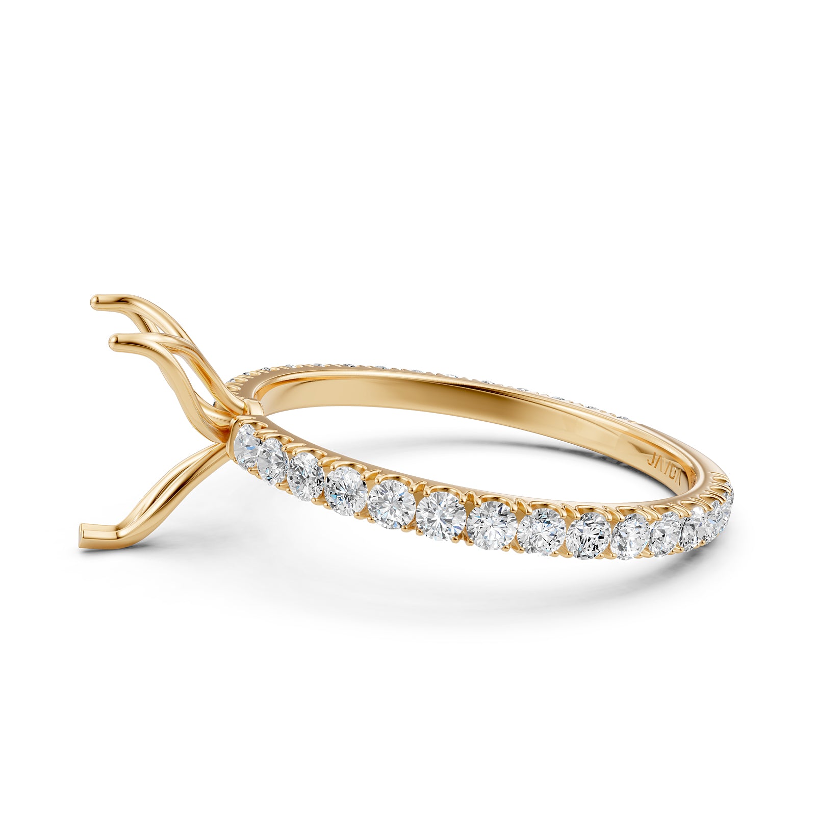 French Pave Set Lab Grown Diamond Semi Mount Engagement Ring 0.50 Ct.