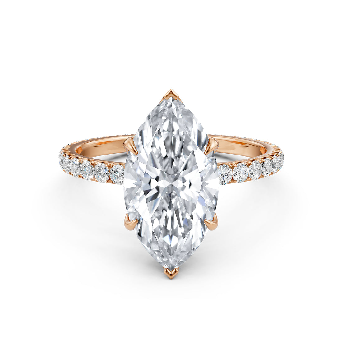 Marquise Lab Grown Diamond IGI Certified French U Cut Pave Set Engagement Ring