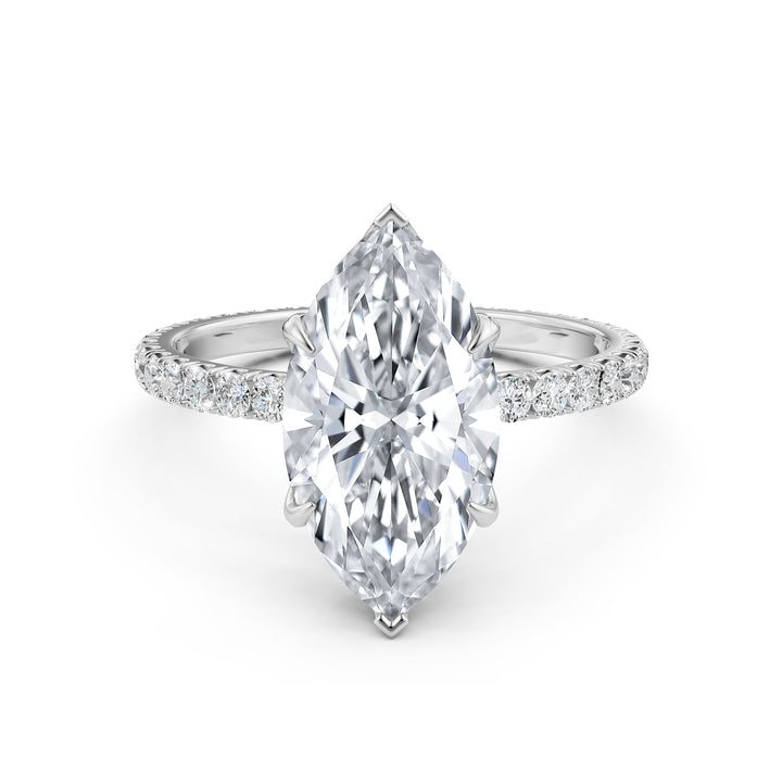 Marquise Lab Grown Diamond IGI Certified French U Cut Pave Set Engagement Ring