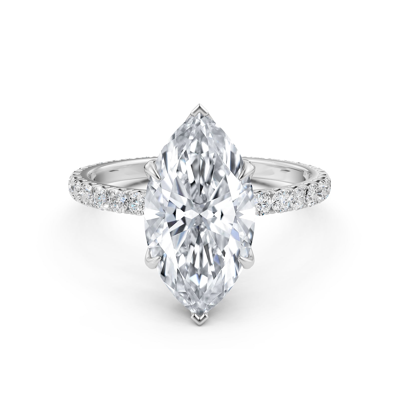 French Pave Set Lab Grown Diamond Engagement Ring 2.50 Ctw.