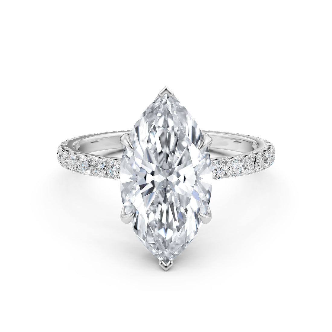 French Pave Set Lab Grown Diamond Engagement Ring 2.50 Ctw.