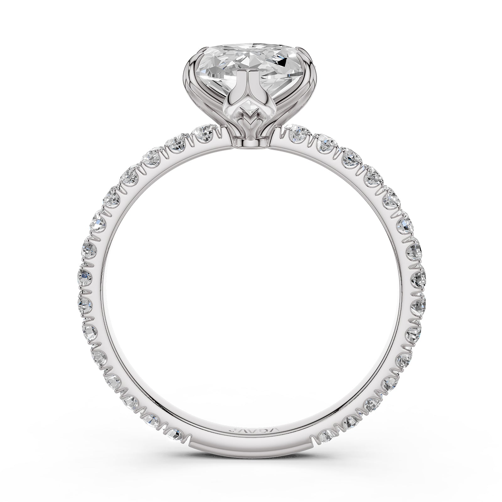 French Pave Set Lab Grown Diamond Engagement Ring 2.50 Ctw.