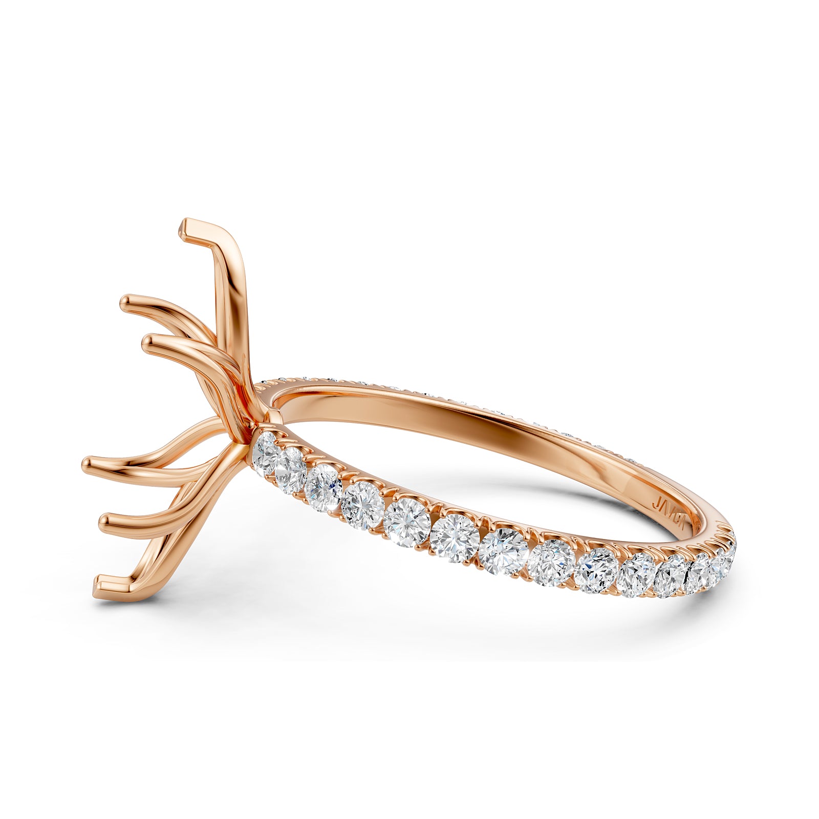 French Pave Set Lab Grown Diamond Semi Mount Engagement Ring 0.50 Ct.