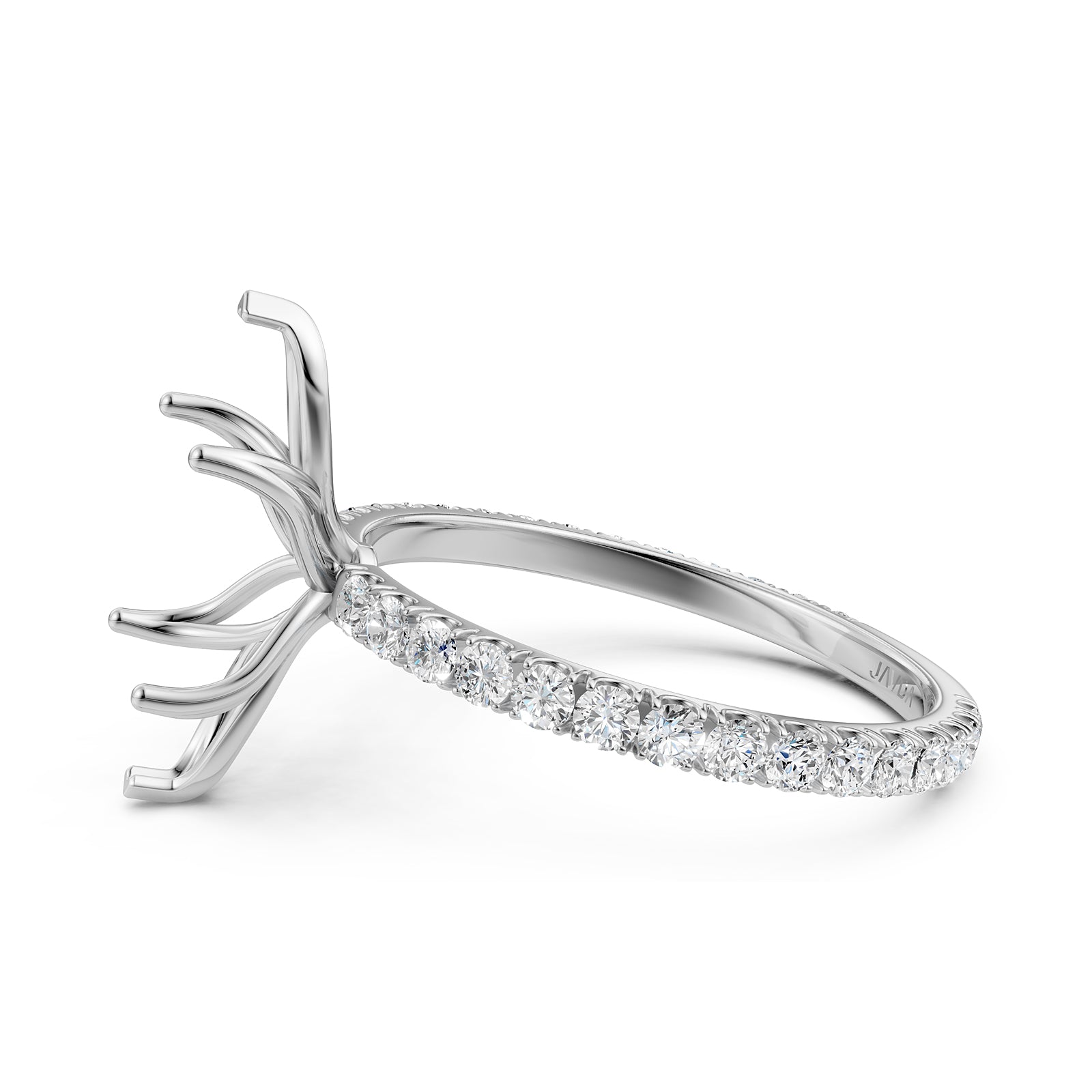 French Pave Set Lab Grown Diamond Semi Mount Engagement Ring 0.50 Ct.