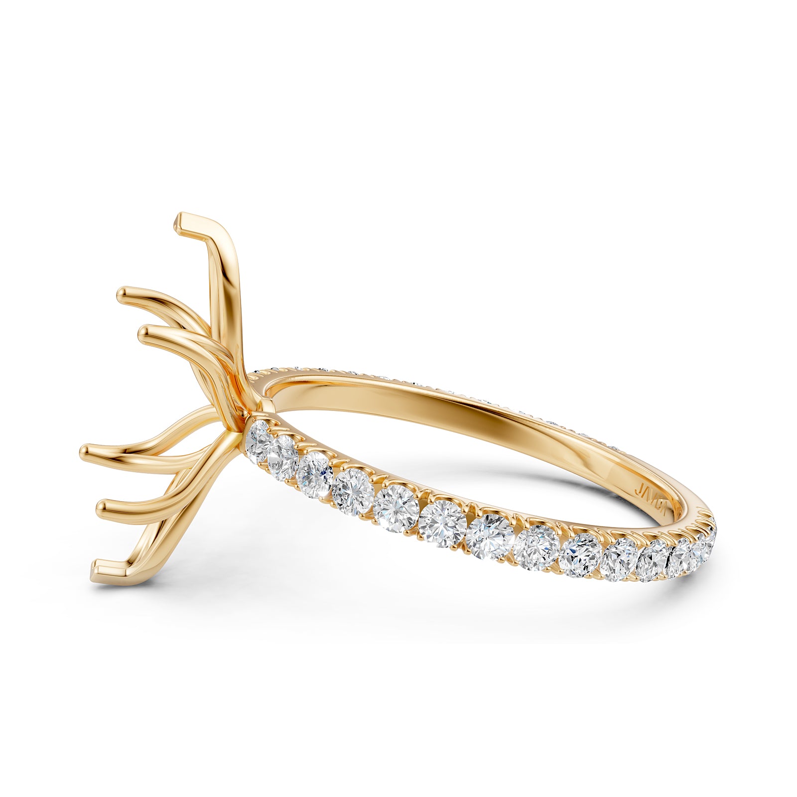 French Pave Set Lab Grown Diamond Semi Mount Engagement Ring 0.50 Ct.