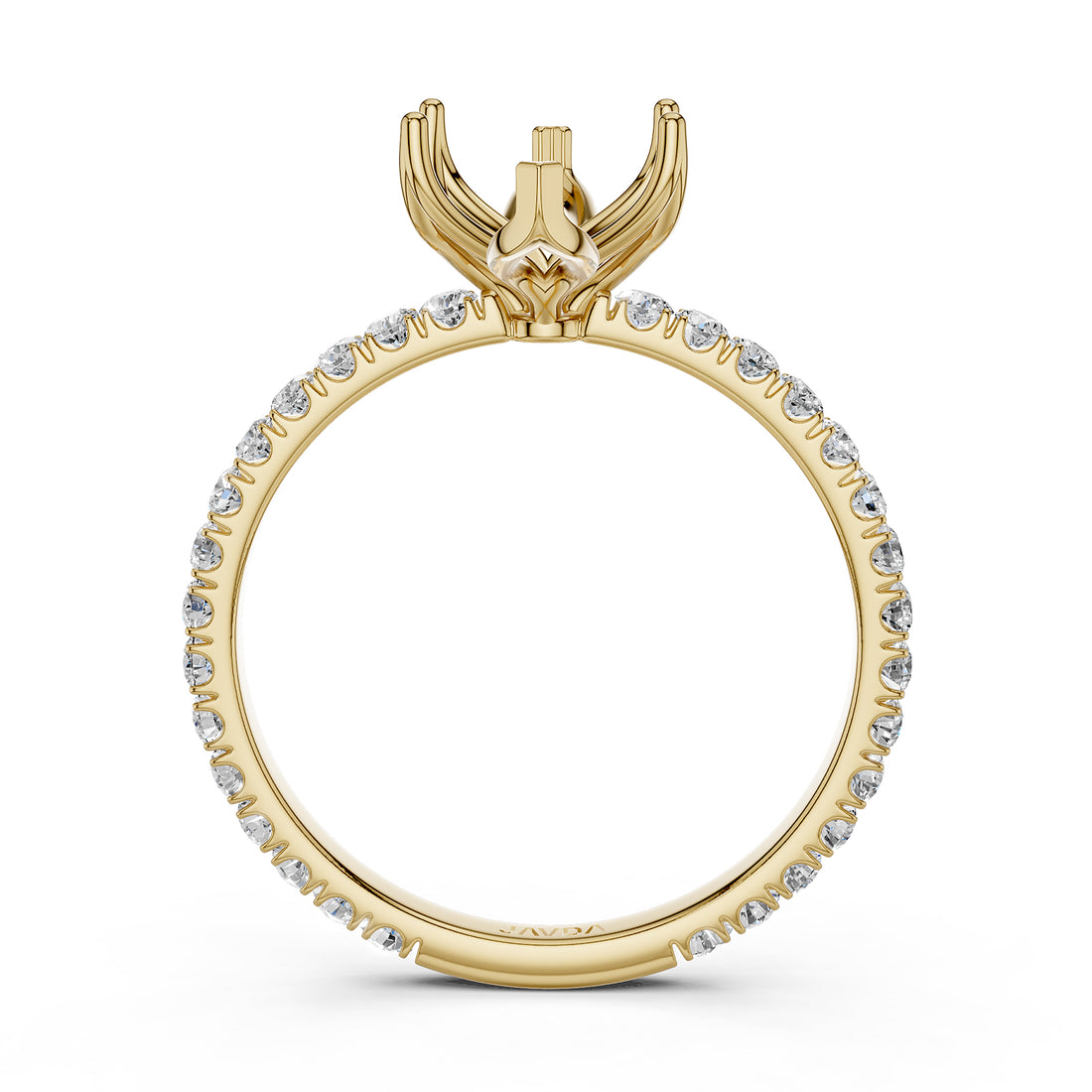 French Pave Set Lab Grown Diamond Semi Mount Engagement Ring 0.50 Ct.