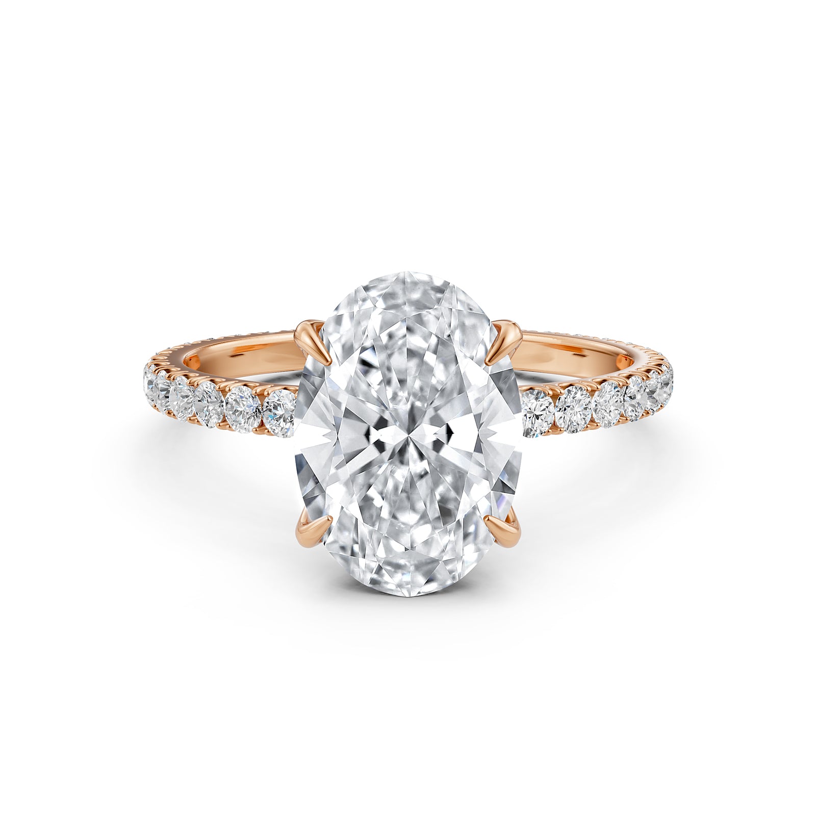 Oval Lab Grown Diamond Engagement French Pave Set Ring