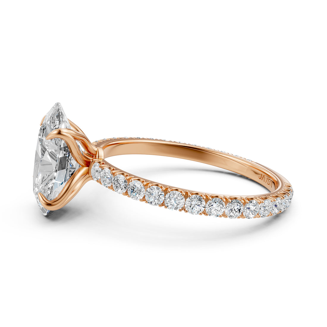 Oval Lab Grown Diamond Engagement French Pave Set Ring