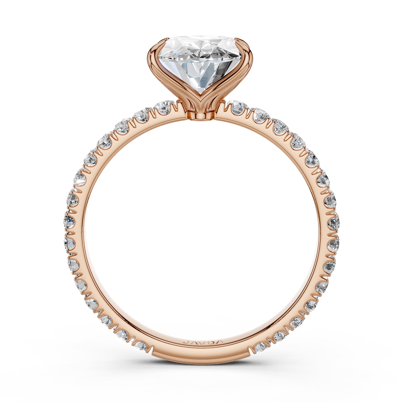 Oval Lab Grown Diamond Engagement French Pave Set Ring