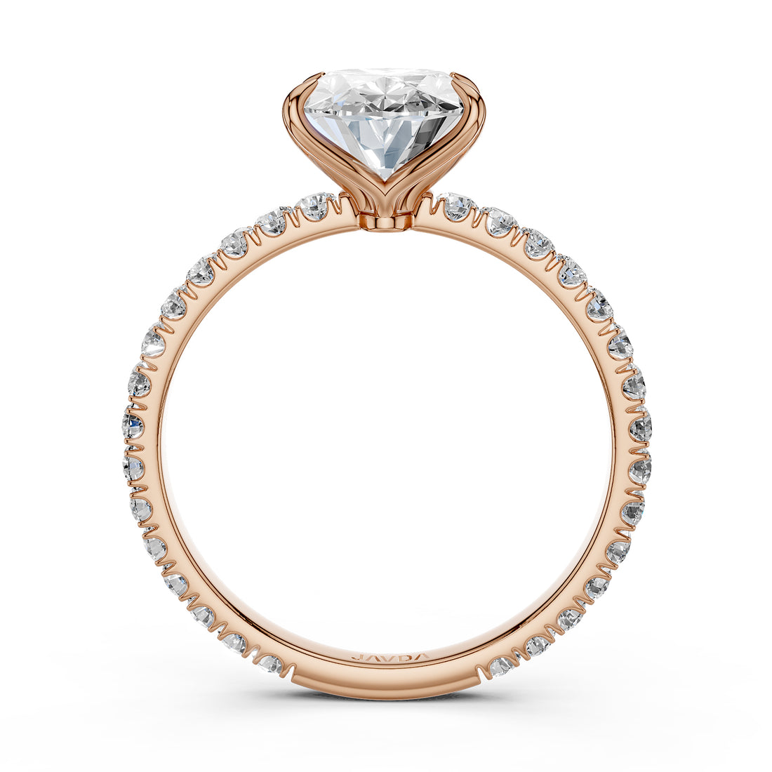 Oval Lab Grown Diamond Engagement French Pave Set Ring