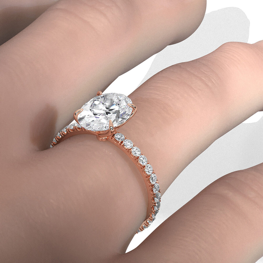 French Pave Set Lab Grown Diamond Engagement Ring 2.50 Ctw.