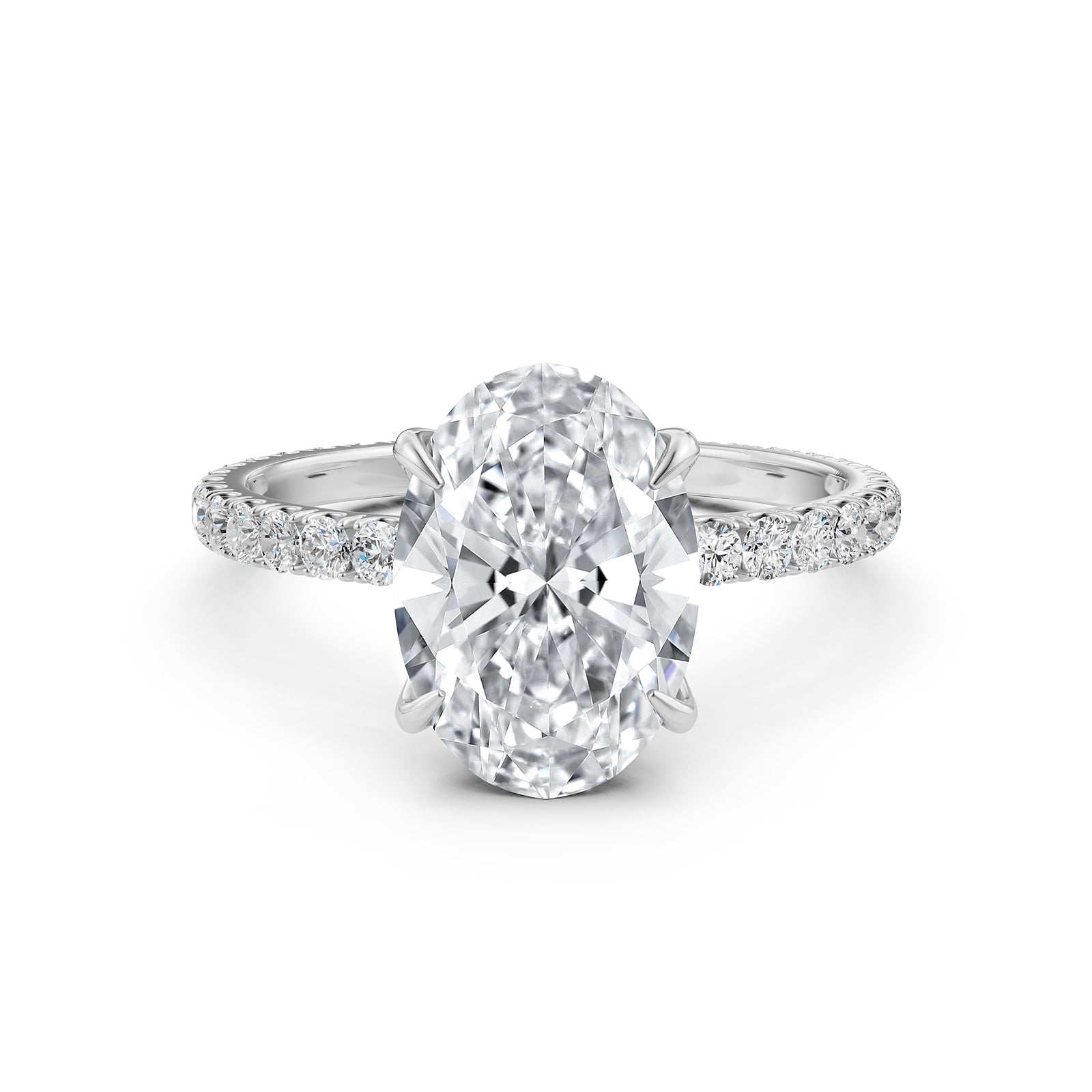 French Pave Set Lab Grown Diamond Engagement Ring 2.50 Ctw.