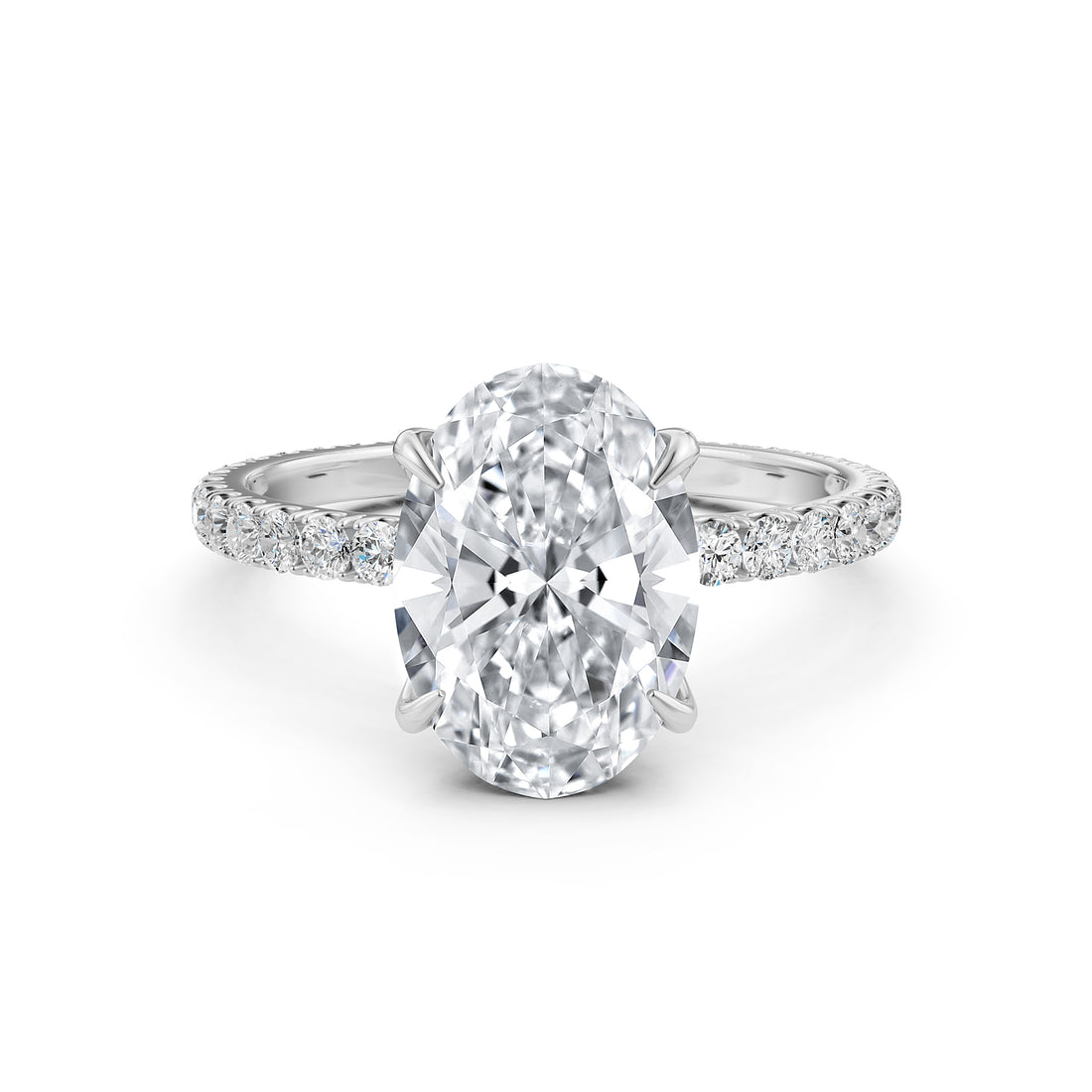 Oval Lab Grown Diamond Engagement French Pave Set Ring