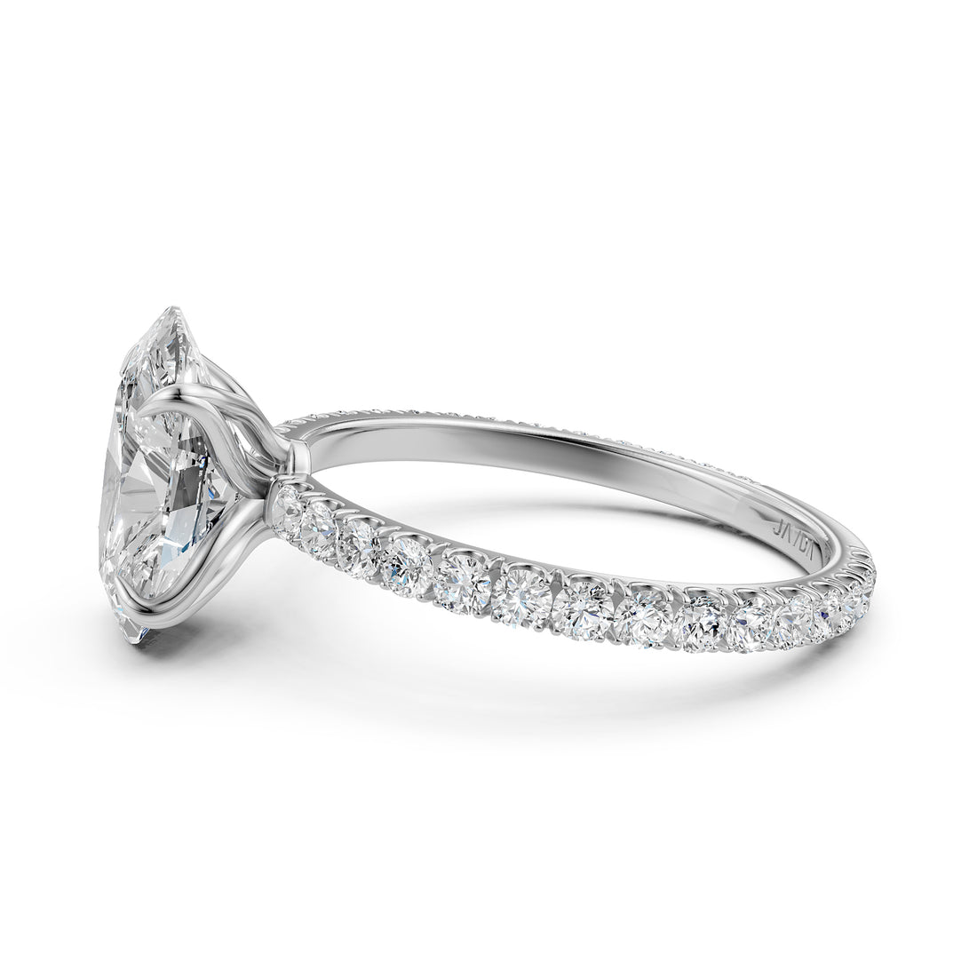 French Pave Set Lab Grown Diamond Engagement Ring 2.50 Ctw.