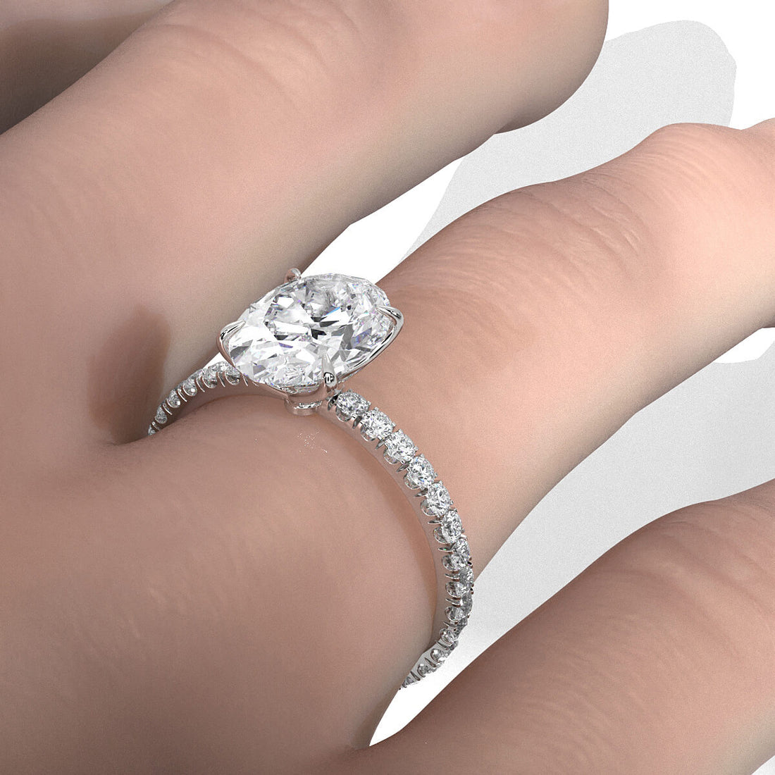 French Pave Set Lab Grown Diamond Engagement Ring 2.50 Ctw.