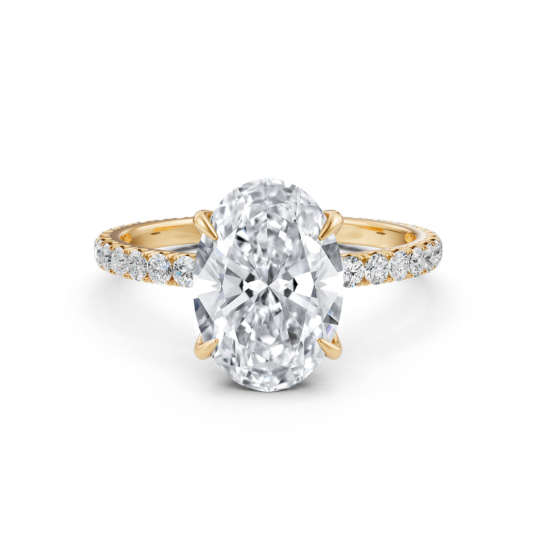 French Pave Set Lab Grown Diamond Engagement Ring 2.50 Ctw.