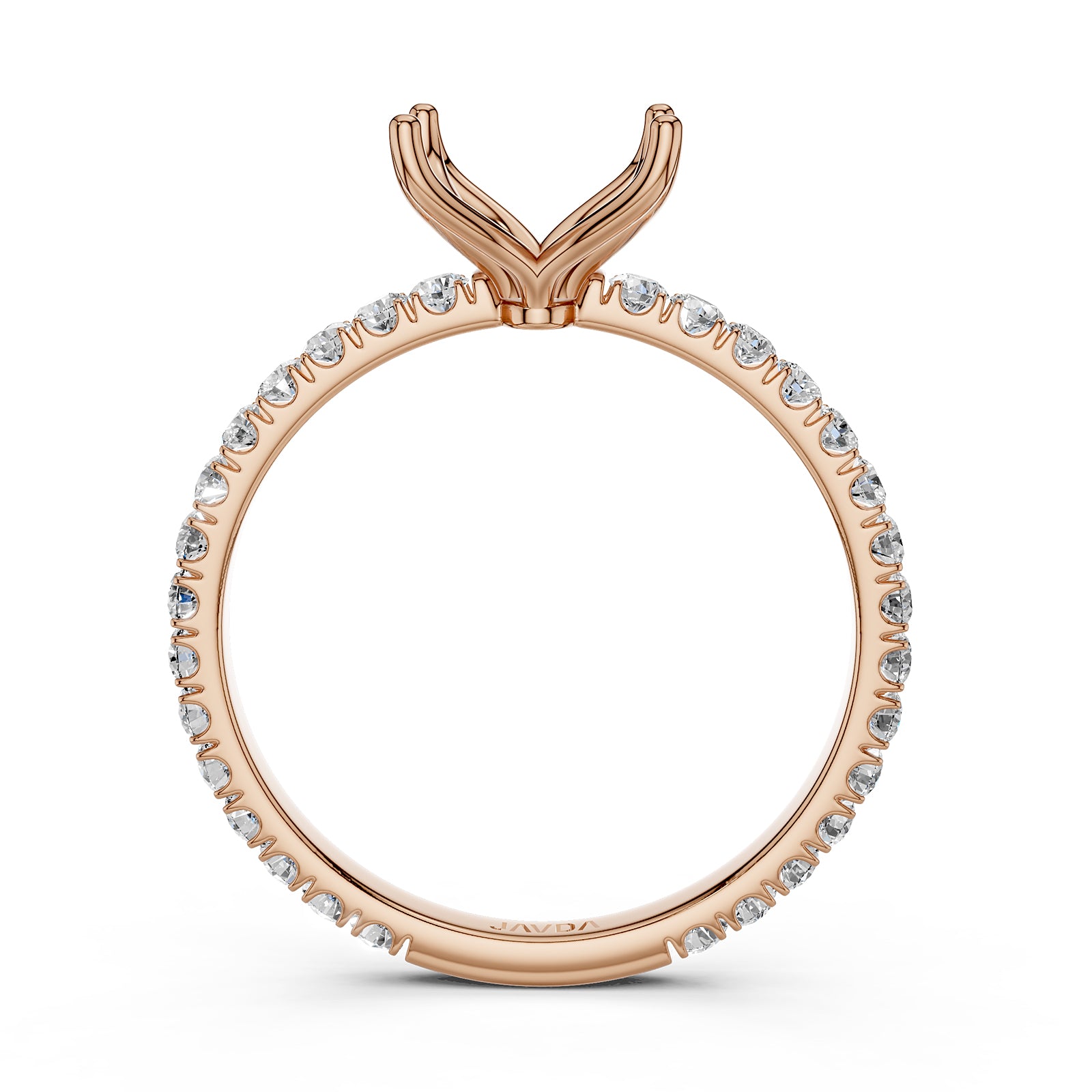 French Pave Set Lab Grown Diamond Semi Mount Engagement Ring 0.50 Ct.